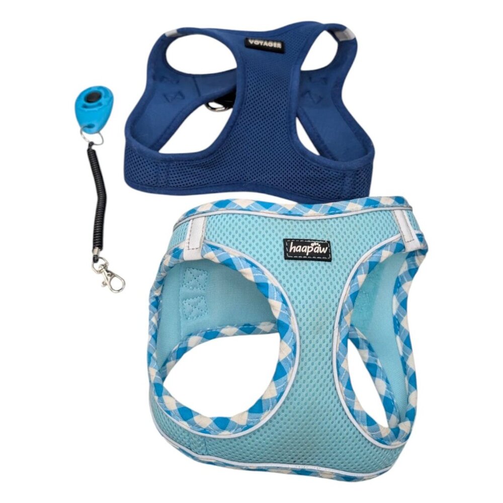 Dog Harness Training Clicker LOT OF 3 Blue Voyager Haapaw Sizes M / L